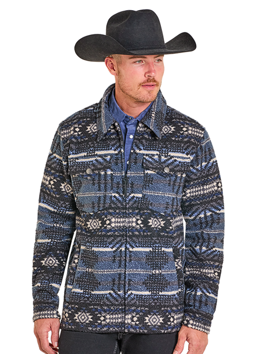 Powder River Printed Berber Jacket Navy