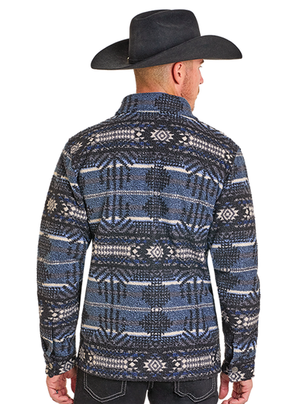 Powder River Printed Berber Jacket Navy