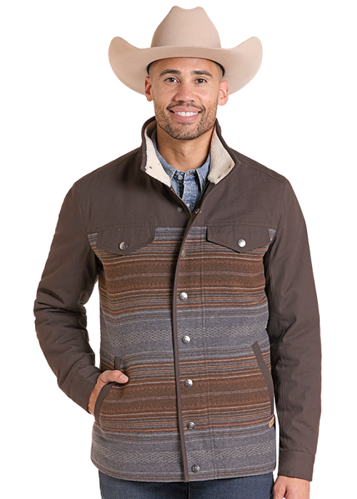 Panhandle Slim Jacquard and Canvas Jacket Dark Brown