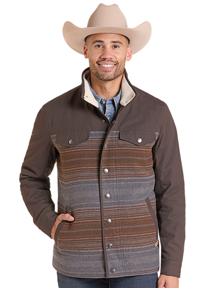 Panhandle Slim Jacquard and Canvas Jacket Dark Brown