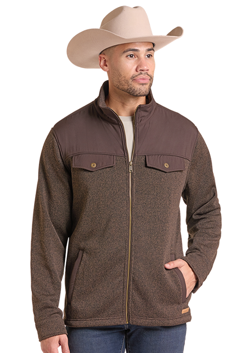 Panhandle Slim Melange Full Zip Jacket Dark Brown
