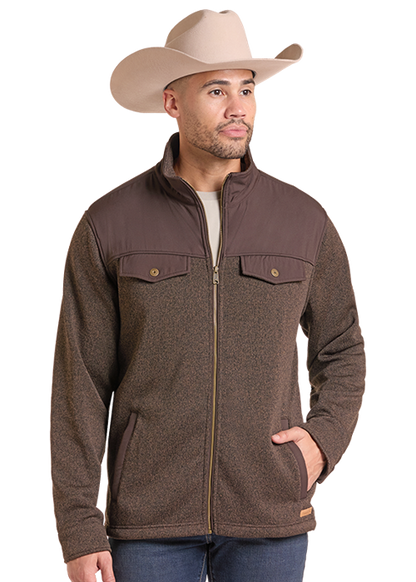 Panhandle Slim Melange Full Zip Jacket Dark Brown