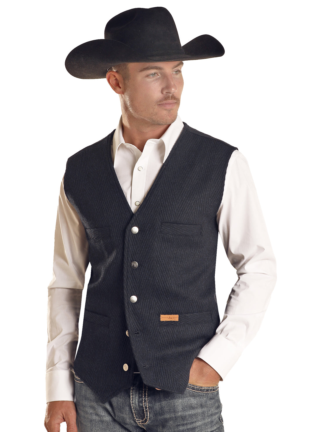 Powder River Chevron Wool Vest Indigo