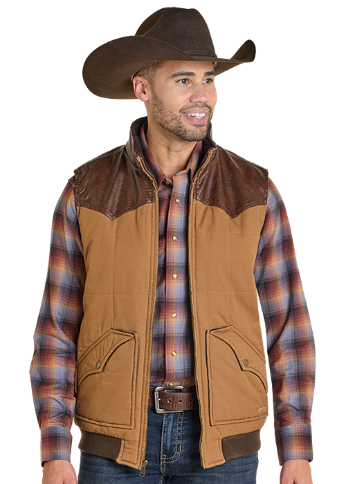 Powder River Twill Puffer Vest Camel