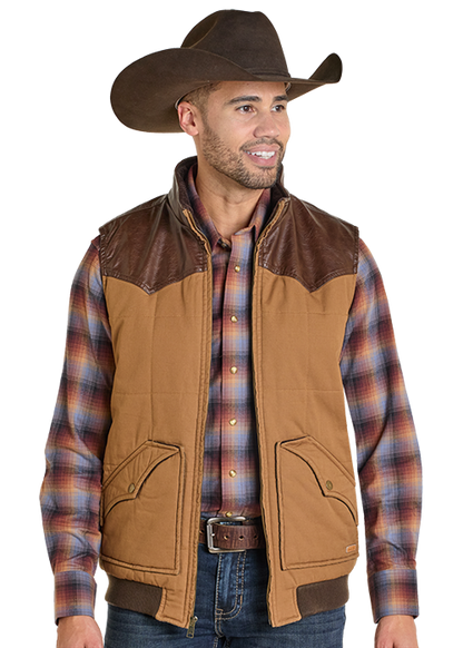 Powder River Twill Puffer Vest Camel