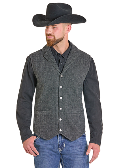 Powder River Fleece Bonded Herringbone Vest Black