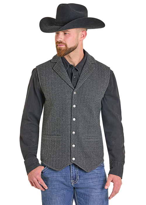 Powder River Fleece Bonded Herringbone Vest Black