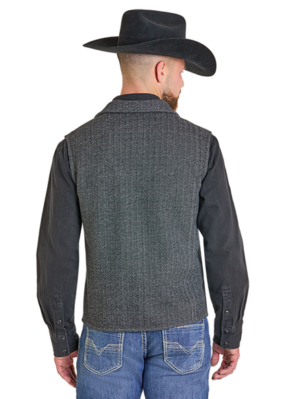 Powder River Fleece Bonded Herringbone Vest Black