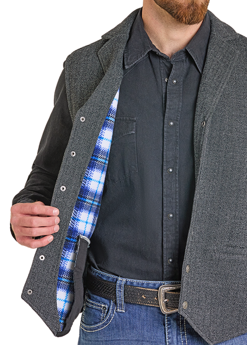 Powder River Fleece Bonded Herringbone Vest Black