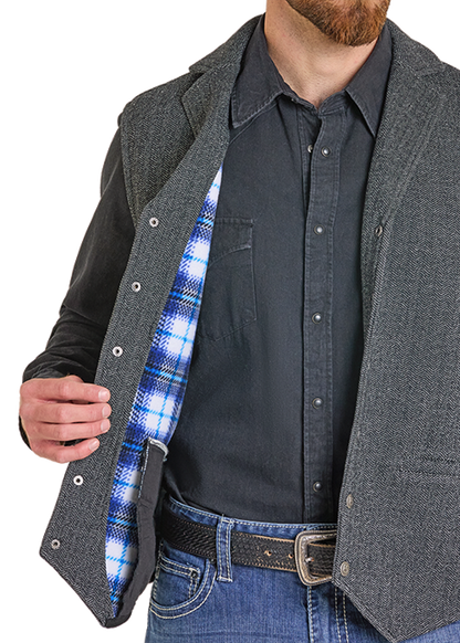 Powder River Fleece Bonded Herringbone Vest Black