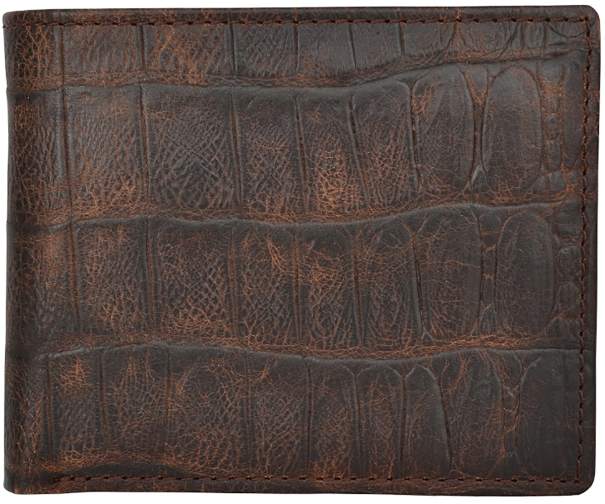3D Cognac Crocodile Bifold Wallet