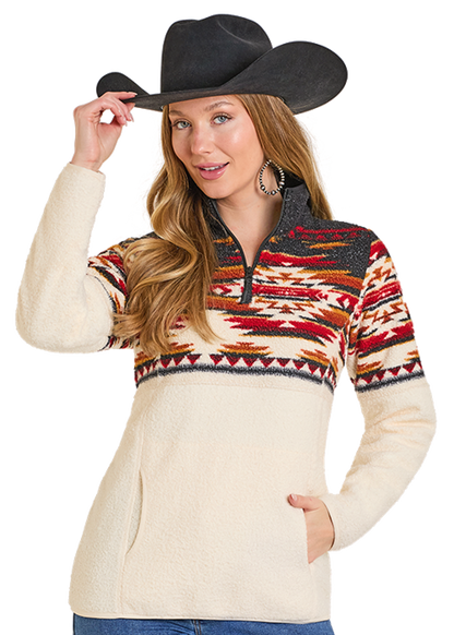 Rock & Roll Aztec Border Berber Pullover Black