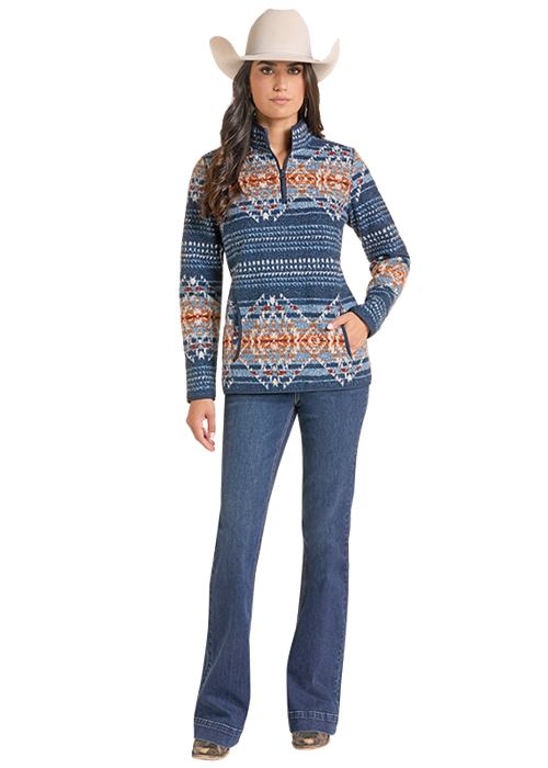 Panhandle Slim Aztec Berber Pullover Navy