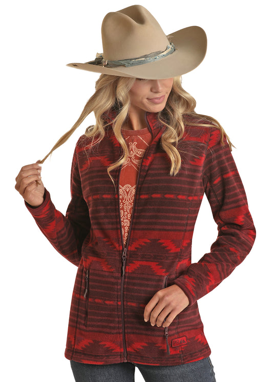 Panhandle Aztec Fleece Jacket Red