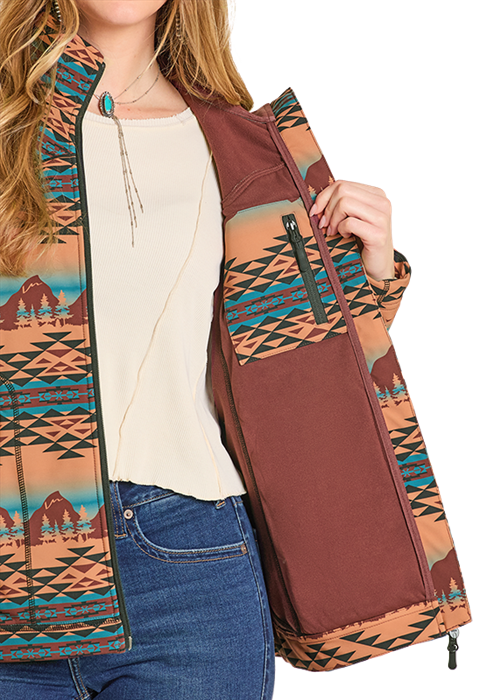 Powder River Mountain Print Rodeo Jacket Rust