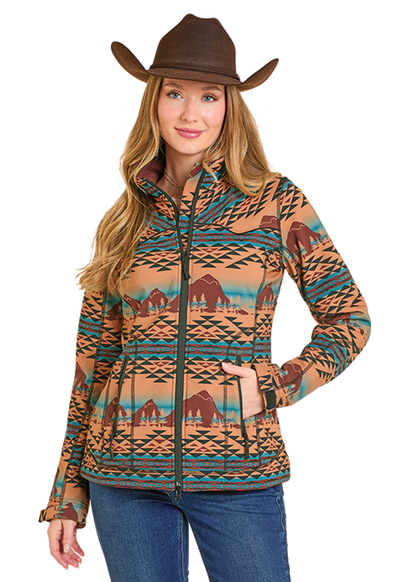 Powder River Mountain Print Rodeo Jacket Rust