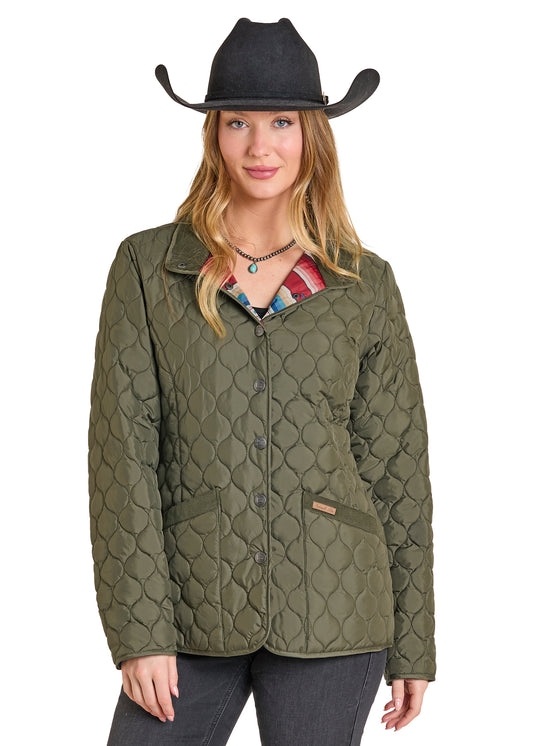 Rock & Roll Quilted Riding Jacket Olive