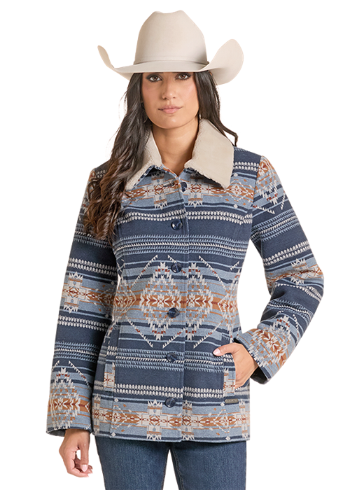Panhandle Slim Aztec Short Coat Navy