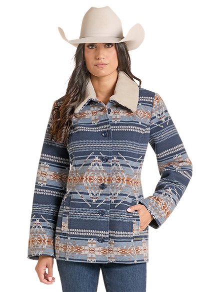 Panhandle Slim Aztec Short Coat Navy