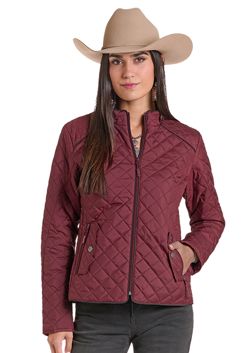 Panhandle Slim Solid Quilted Jacket Wine