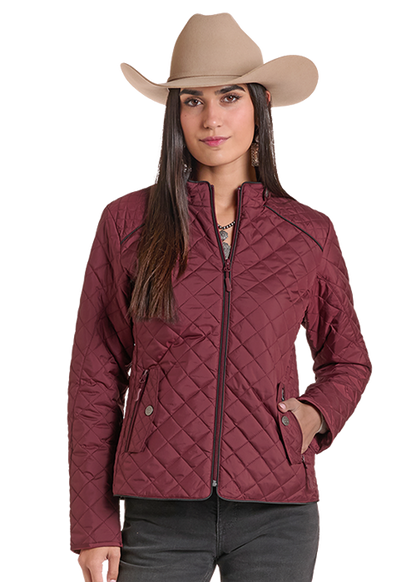 Panhandle Slim Solid Quilted Jacket Wine
