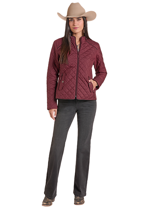 Panhandle Slim Solid Quilted Jacket Wine