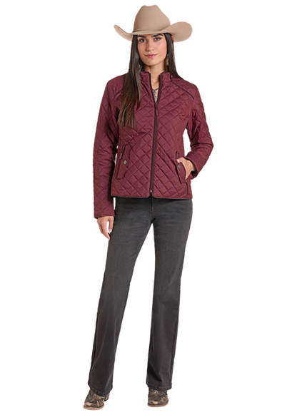 Panhandle Slim Solid Quilted Jacket Wine