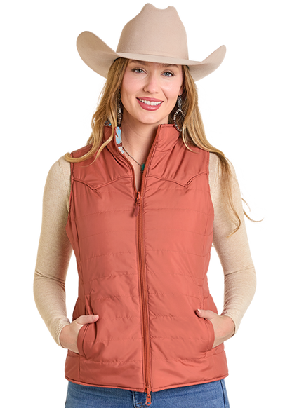 Powder River Reversible Puffer Vest Rose/Mauve