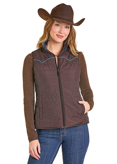 Powder River Reversible Puffer Vest Chocolate