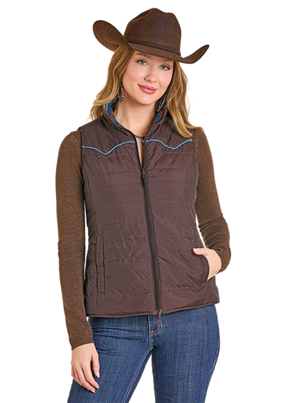 Powder River Reversible Puffer Vest Chocolate