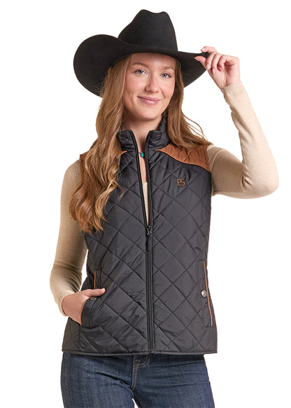 Rock & Roll Two Tone Quilted Vest Black/Brown