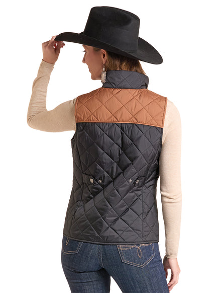 Rock & Roll Two Tone Quilted Vest Black/Brown