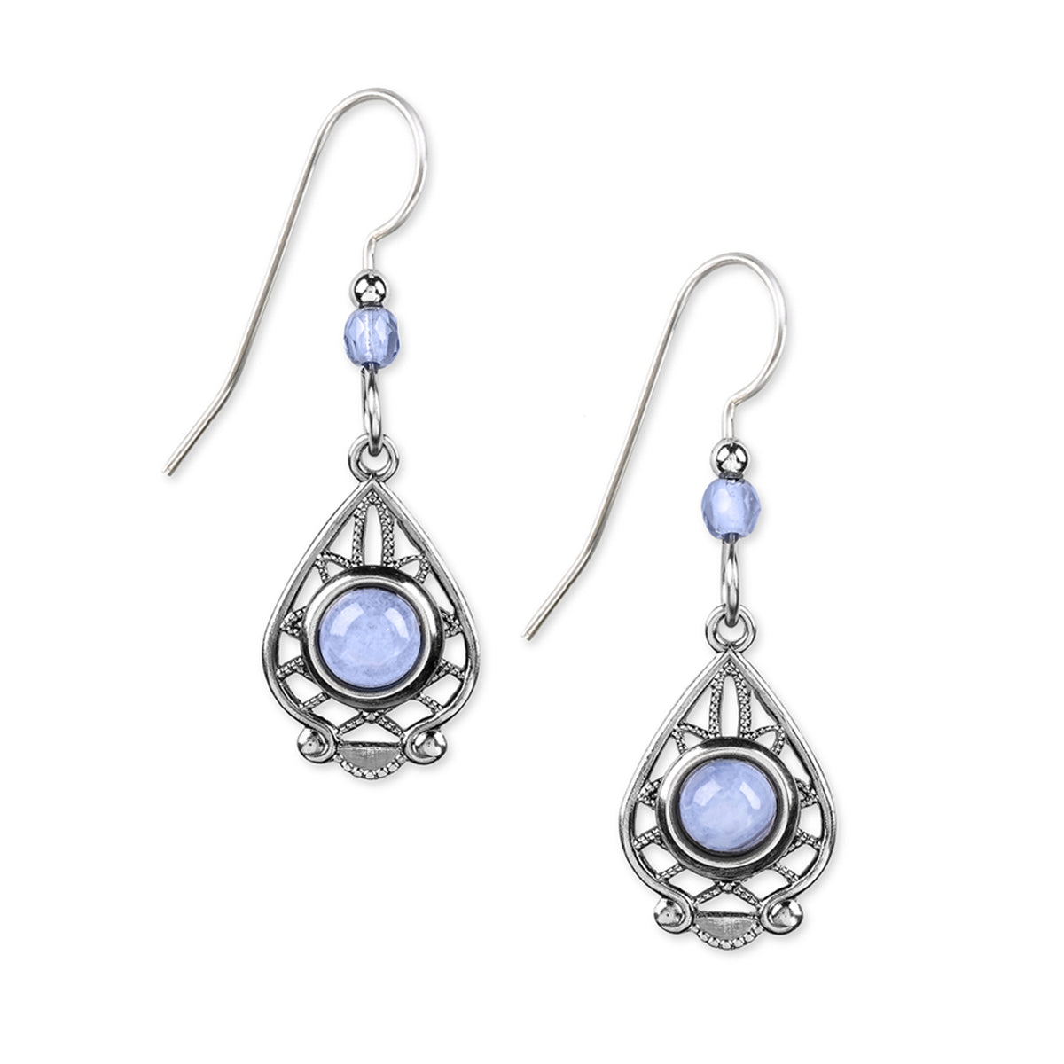 Silver Forest Earring Agate Teardrop