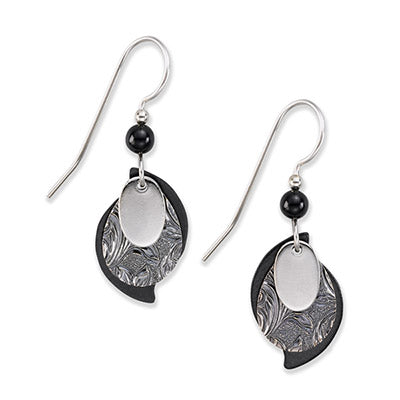 Silver Forest Earring Black Silver Layered