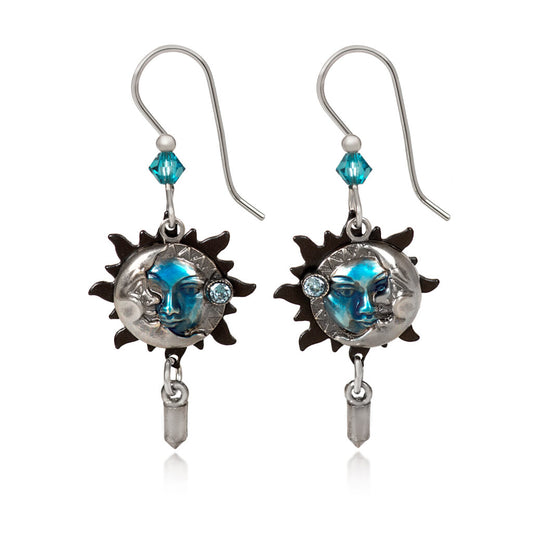 Silver Forest Silver & Blue Eclipse with Crystal Earrings