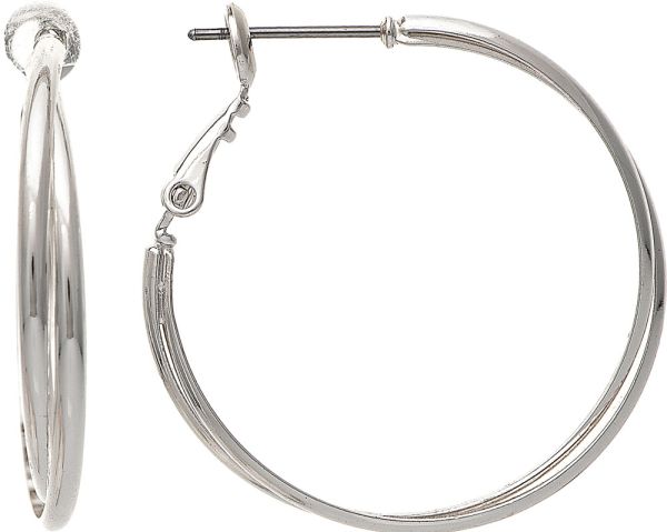 Rain Silver Leverback Med Double Hoop Earring