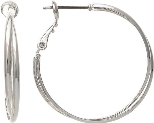 Rain Silver Leverback Med Double Hoop Earring