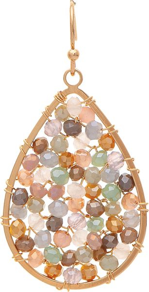 Rain Gold Glass Bead Teardrop Earrings