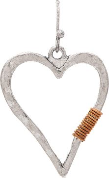 Rain Silver Wire Wrapped Open Heart Earring