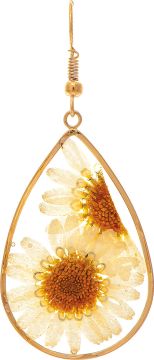 Rain Gold White Daisy Earring