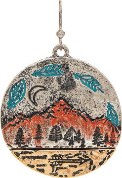 Rain Moonrise Over Mountains Earring