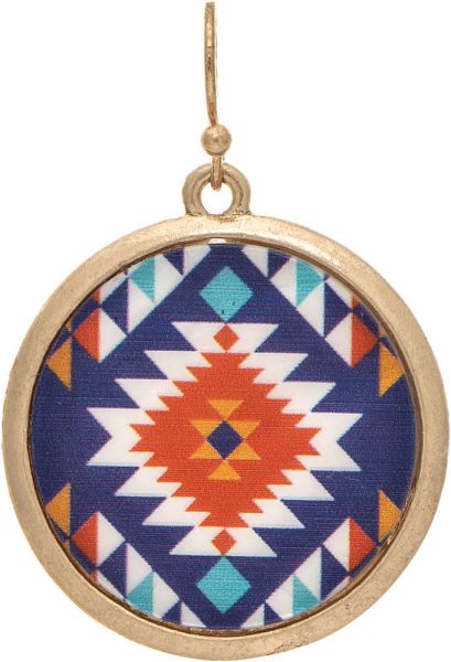 Rain Round Southwest Print Earrings