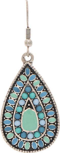 Rain Silver Blue Enamel Dots Teardrop Earring