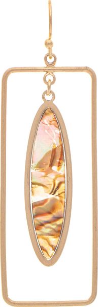 Rain Gold Abalone Shell Framed Oval Drop Earring