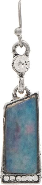 Rain Silver Artisan Blue Inlay Bar Earring
