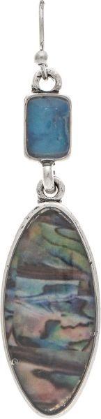 Rain Silver Artisan Blue Inlay Oval Earring