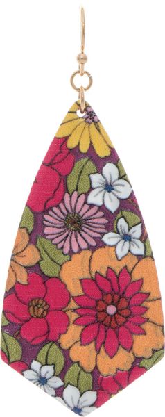 Rain Gold Pink Multicolor Decoupage Flower Earring