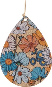 Rain Gold/Blue/White Daisy Teardrop Earring