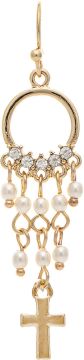 Rain Gold Pearl Cross Earring