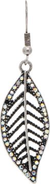 Rain Silver Crystal Leaf Filagree Earring